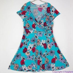Leota teal/blue floral print wrapped dress, 4L‎